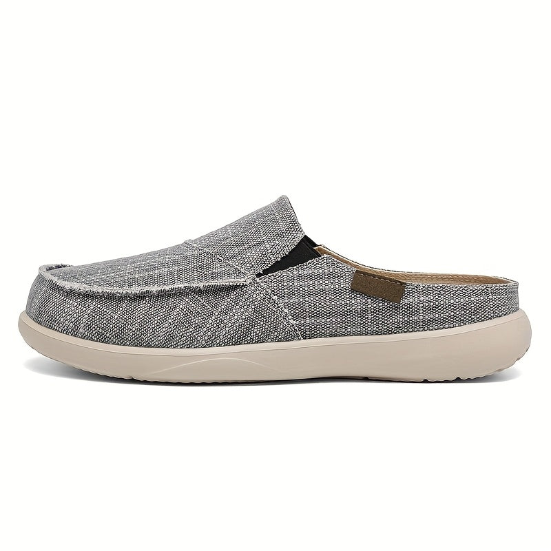 Mules homme en toile texturée - Gris clair