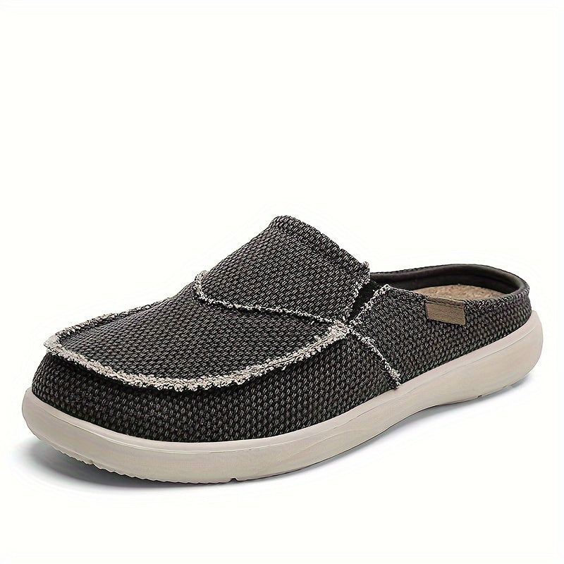 Mules homme en toile texturée - Gris fonce