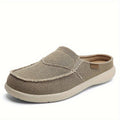 Mules homme en toile texturée - Kaki