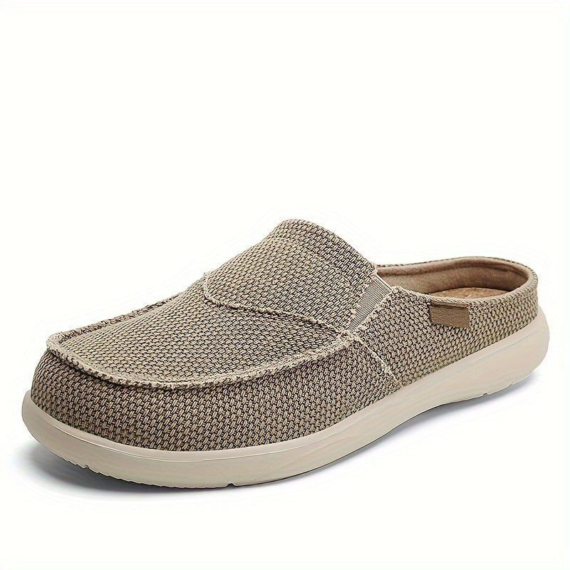 Mules homme en toile texturée - Kaki
