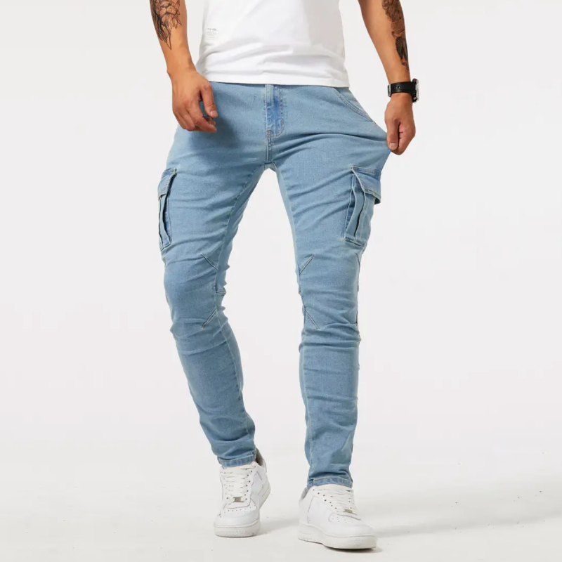 Pantalon Cargo Ajusté pour Homme – Pantalon Élégant et Stylé au Quotidien - Bleu clair