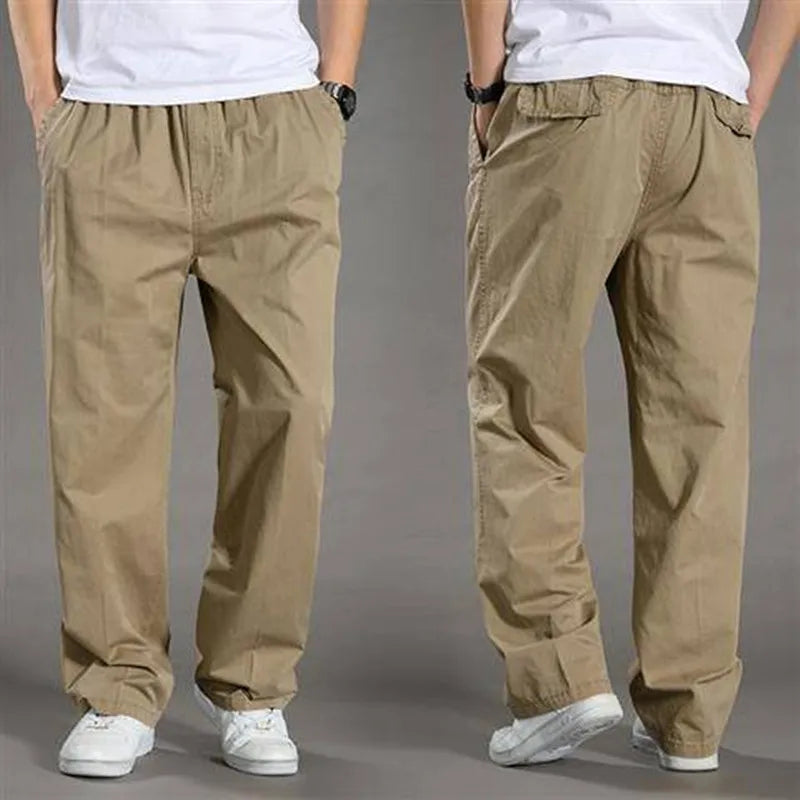 Pantalon Cargo Coupe Décontractée pour Homme – Pantalon Quotidien à Taille Élastique - Kaki