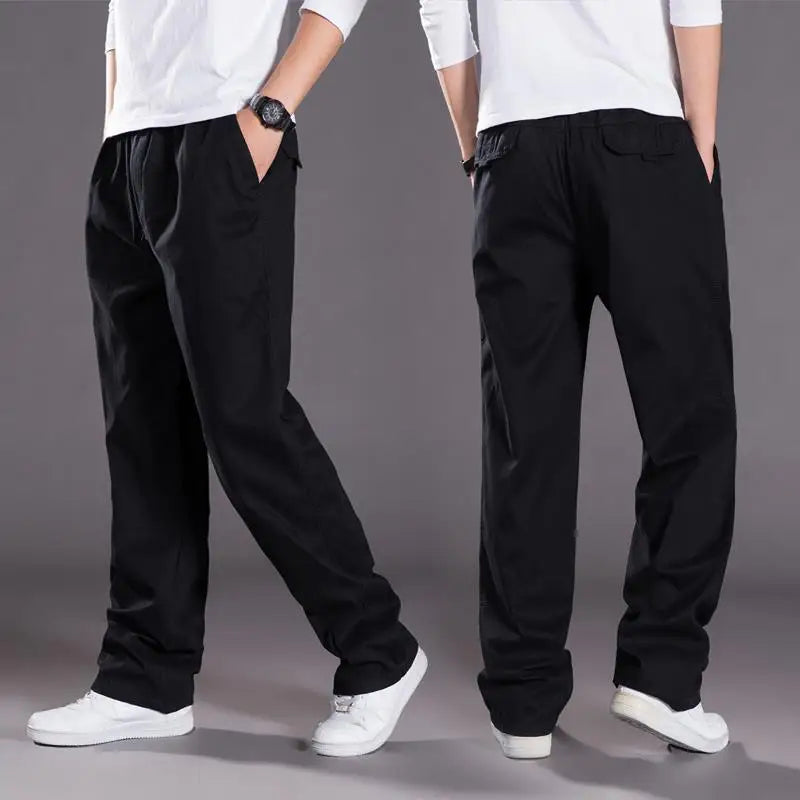 Pantalon Cargo Coupe Décontractée pour Homme – Pantalon Quotidien à Taille Élastique - Noir
