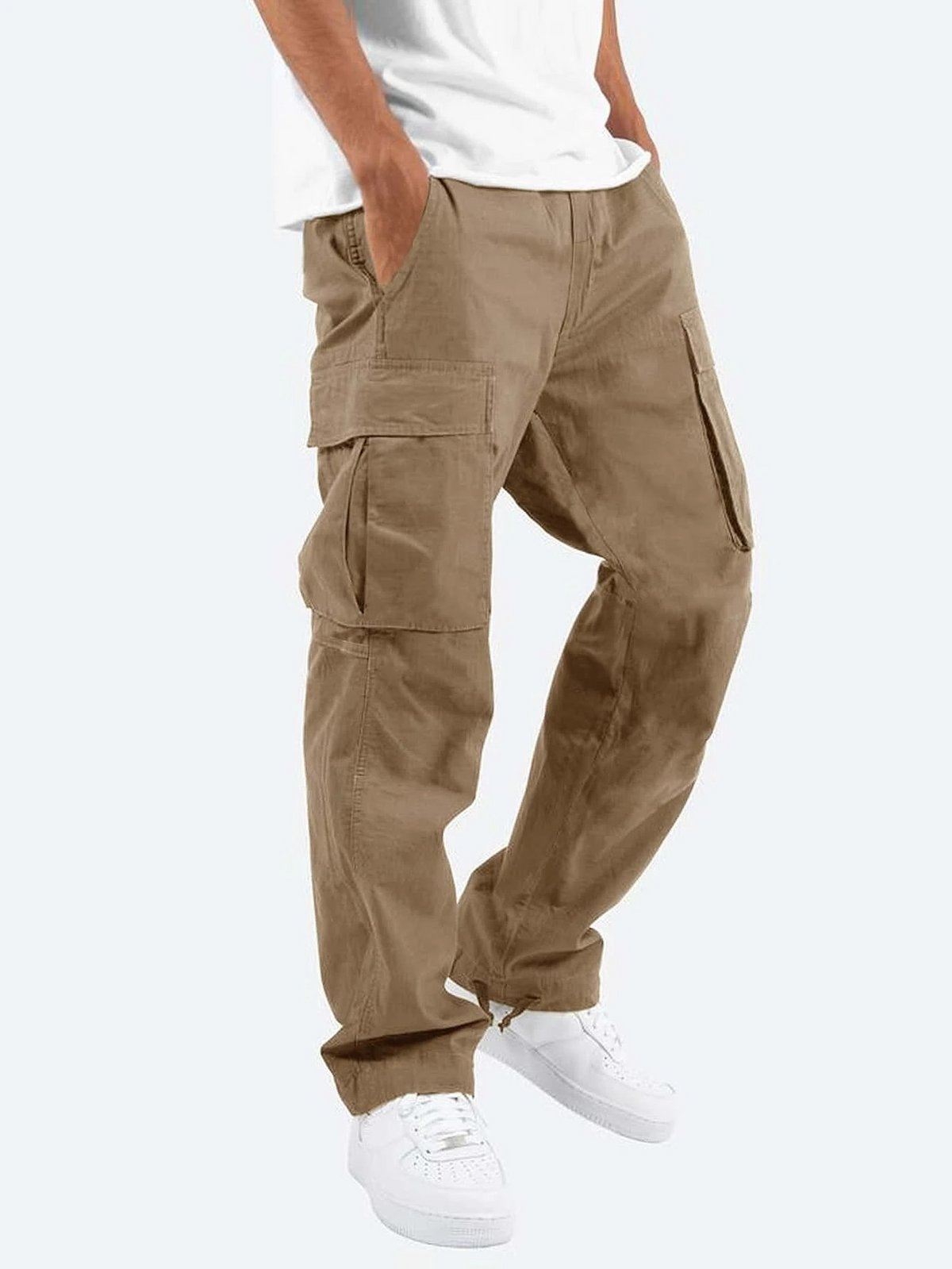 Pantalon cargo homme à cordon - Marron