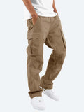 Pantalon Cargo Homme Coupe Ample à Jambes Larges – Pantalon Décontracté en Coton Mélangé - Kaki