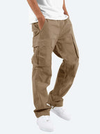 Pantalon Cargo Homme Coupe Ample à Jambes Larges – Pantalon Décontracté en Coton Mélangé - Kaki