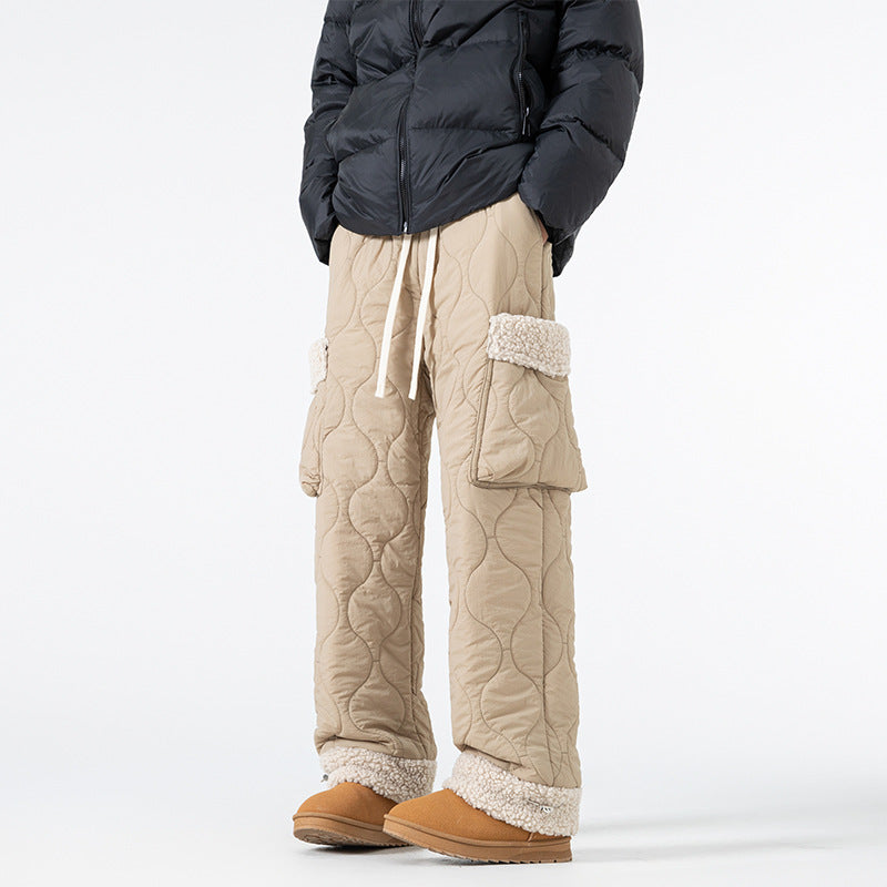 Pantalon de Ski Matelassé pour Homme – Pantalon d’Hiver Épais à Coupe Droite - Khaki