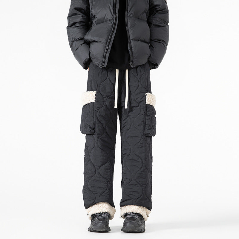 Pantalon de Ski Matelassé pour Homme – Pantalon d’Hiver Épais à Coupe Droite - Noir