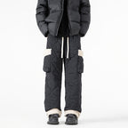 Pantalon de Ski Matelassé pour Homme – Pantalon d’Hiver Épais à Coupe Droite - Noir