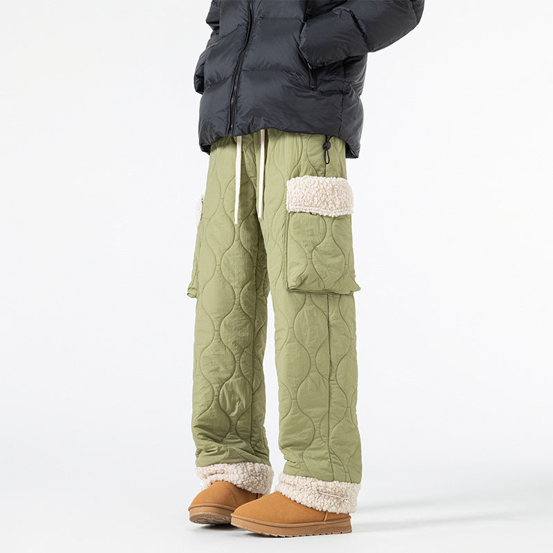 Pantalon de Ski Matelassé pour Homme – Pantalon d’Hiver Épais à Coupe Droite - Vert