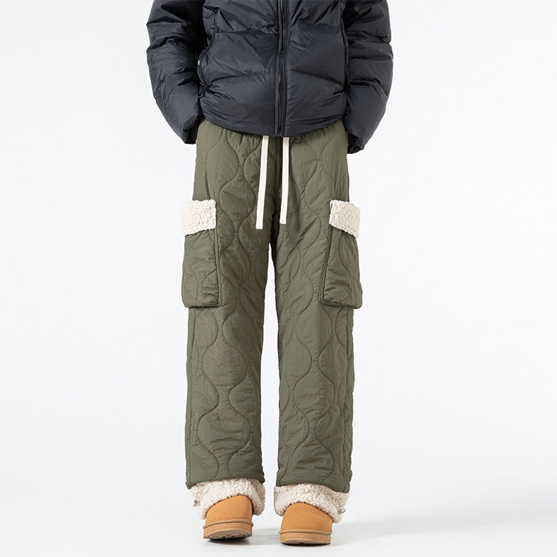 Pantalon de Ski Matelassé pour Homme – Pantalon d’Hiver Épais à Coupe Droite - Vert olive