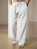 Pantalon détente homme en lin – Confort respirant pour les journées chaudes - Blanc