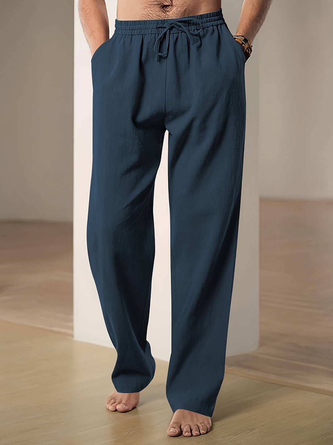 Pantalon détente homme en lin – Confort respirant pour les journées chaudes - Bleu marine