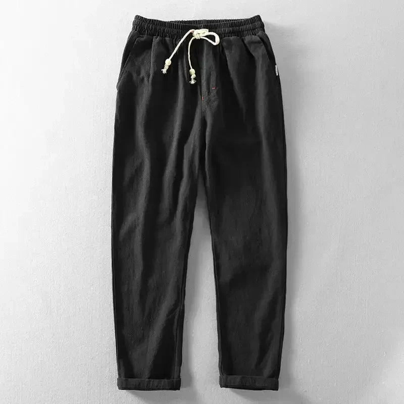 Pantalon en Lin Homme – Léger et Élégant pour l’Été - Noir