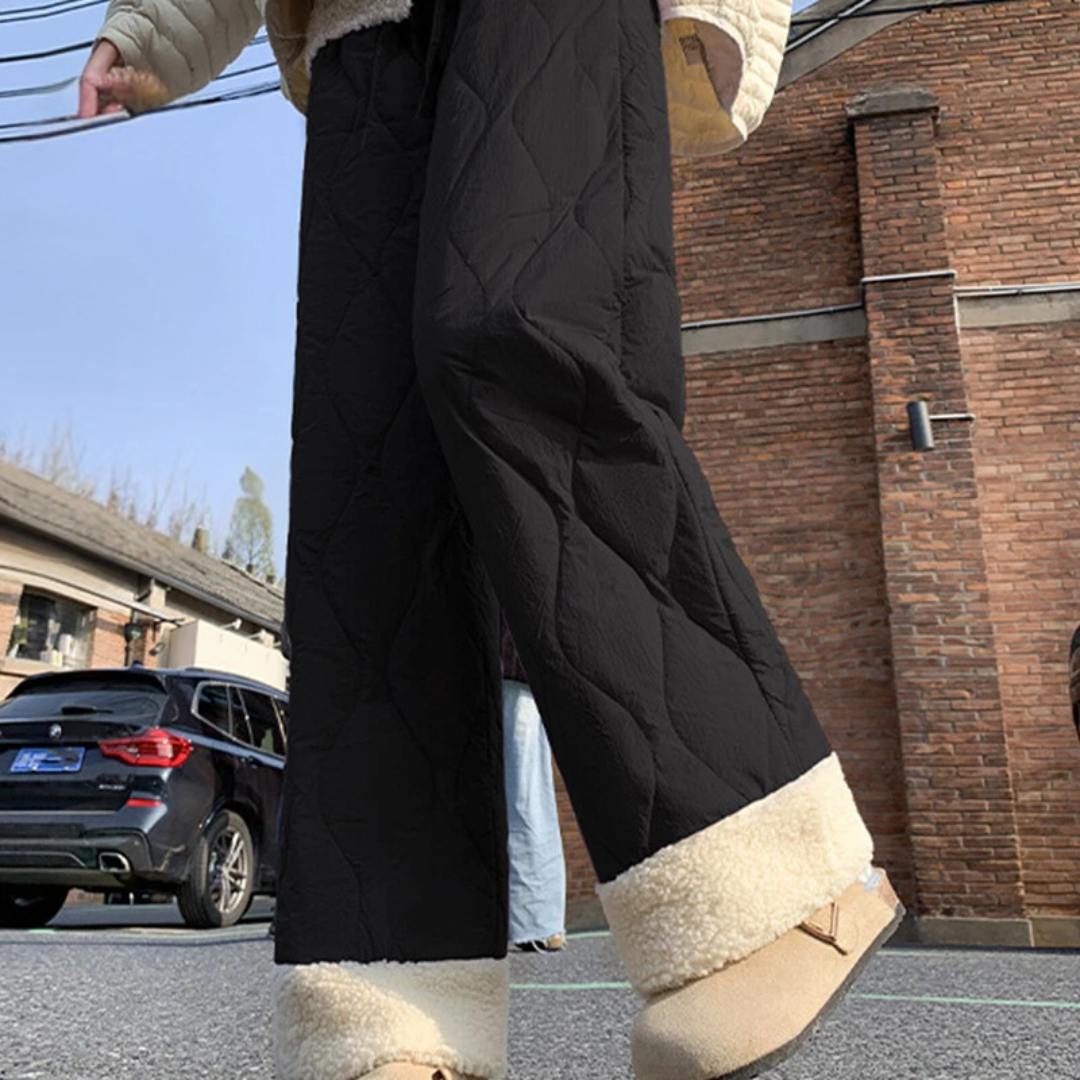 Pantalon Hiver Matelassé Homme à Coupe Ample – Pantalons Chauds et Confortables - Noir