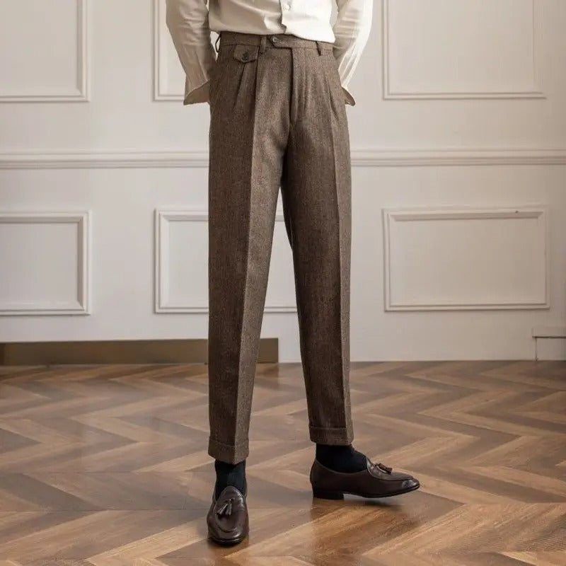 Pantalon homme à chevrons - Marron Foncé