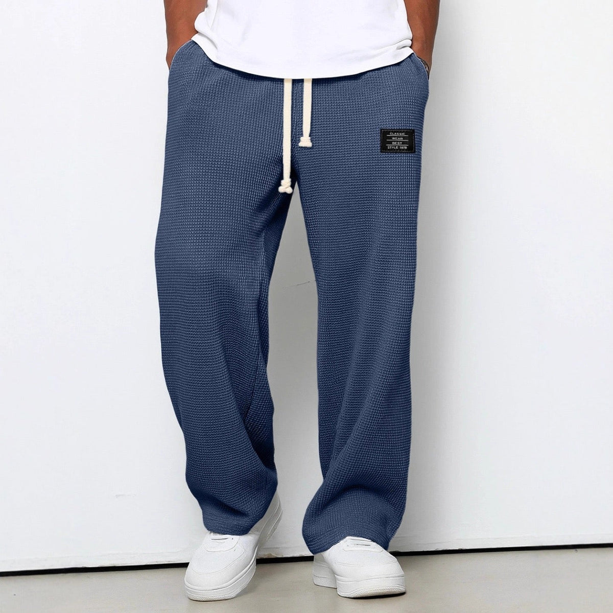 Pantalon Homme Décontracté Premium – Pantalon Confort Texture Gaufrée - Bleu