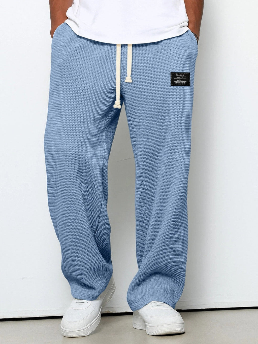 Pantalon Homme Décontracté Premium – Pantalon Confort Texture Gaufrée - Bleu ciel