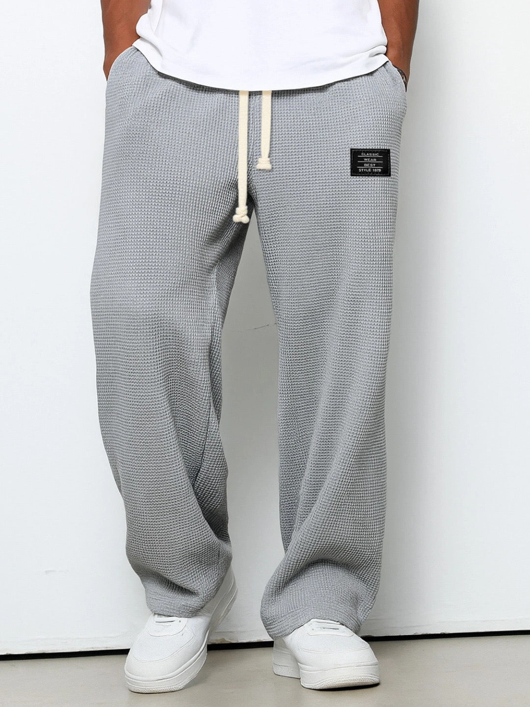 Pantalon Homme Décontracté Premium – Pantalon Confort Texture Gaufrée - Gris