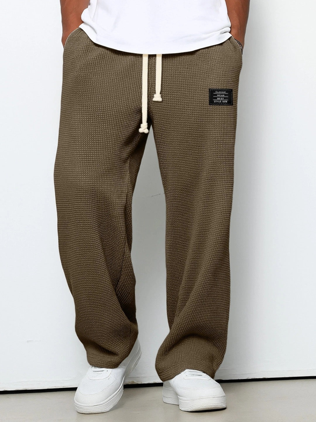 Pantalon Homme Décontracté Premium – Pantalon Confort Texture Gaufrée - Marron foncé