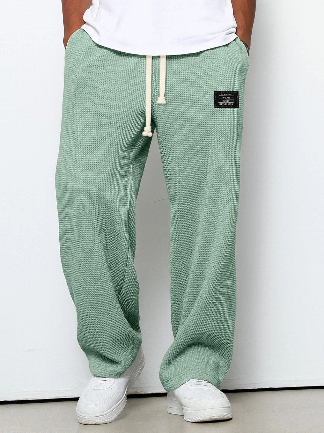 Pantalon Homme Décontracté Premium – Pantalon Confort Texture Gaufrée - Vert