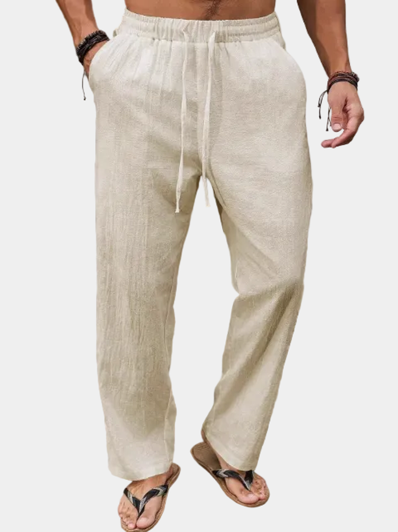 Pantalon homme droit à cordon - Beige