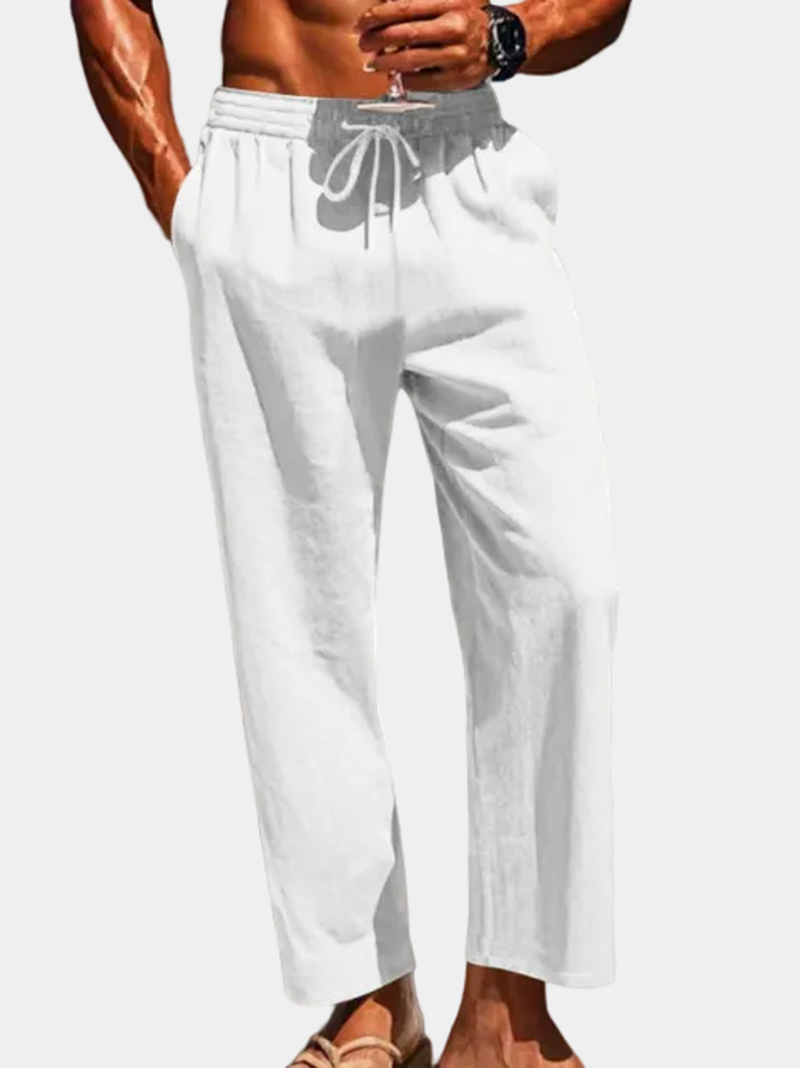 Pantalon homme droit à cordon - Blanc
