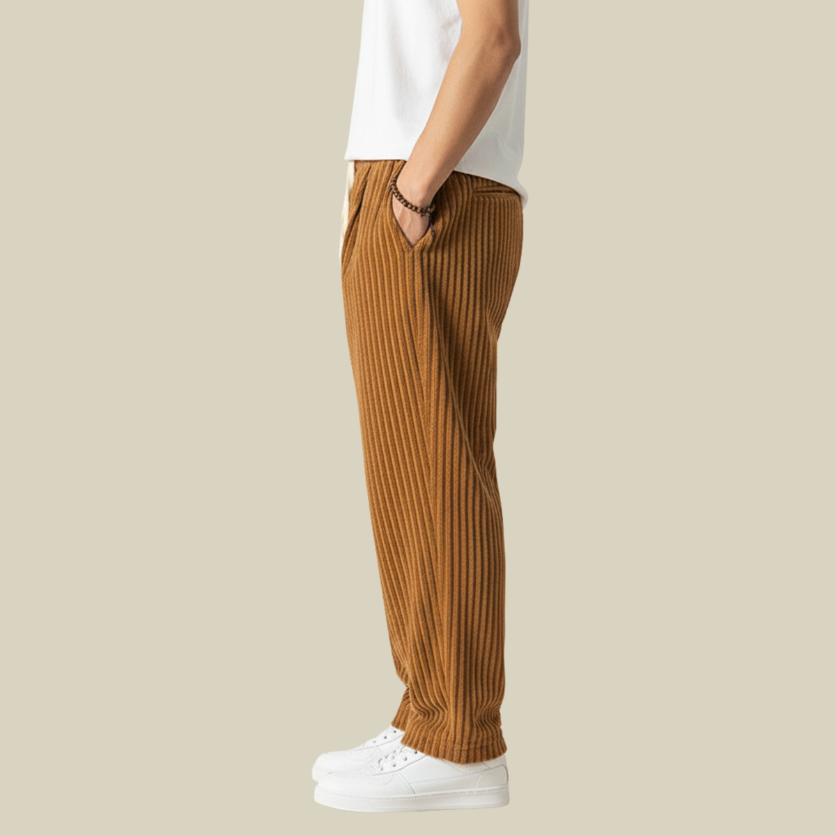 Pantalon Homme en Velours Côtelé Confortable – Taille Élastique avec Poches - image 8