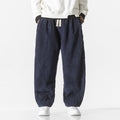 Pantalon Homme en Velours Côtelé Confortable – Taille Élastique avec Poches - Bleu marine