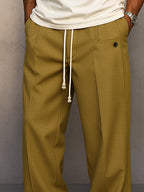 Pantalon Homme Mélange Coton à Taille Élastique avec Cordon – Pantalon Décontracté Style Large - image 8