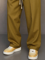 Pantalon Homme Mélange Coton à Taille Élastique avec Cordon – Pantalon Décontracté Style Large - image 9