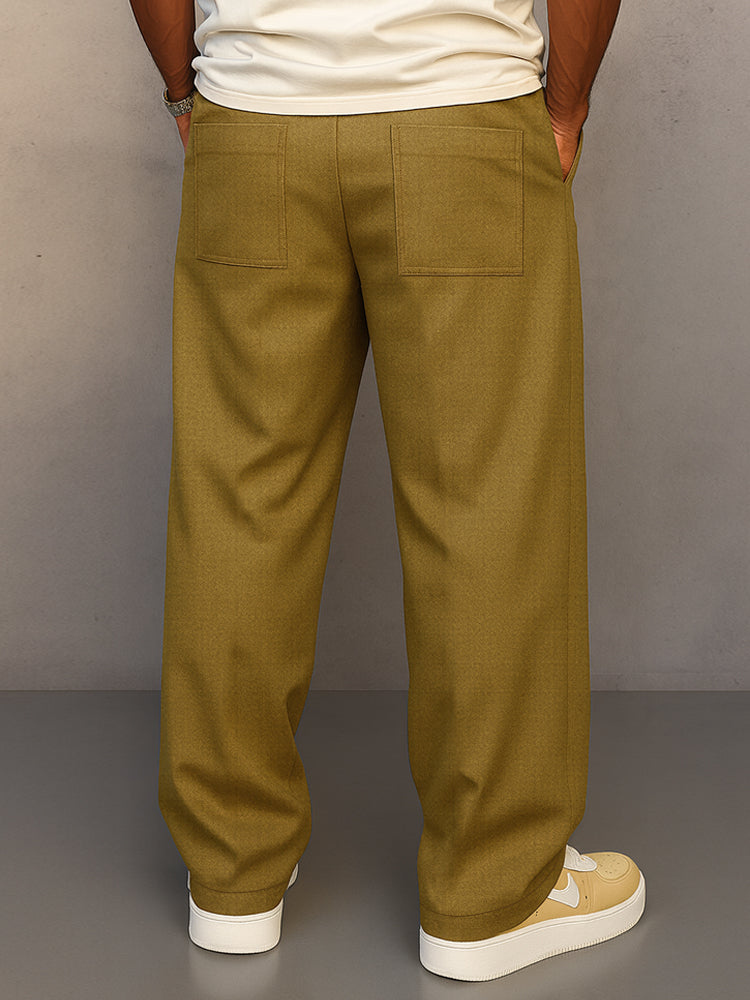 Pantalon Homme Mélange Coton à Taille Élastique avec Cordon – Pantalon Décontracté Style Large - image 10