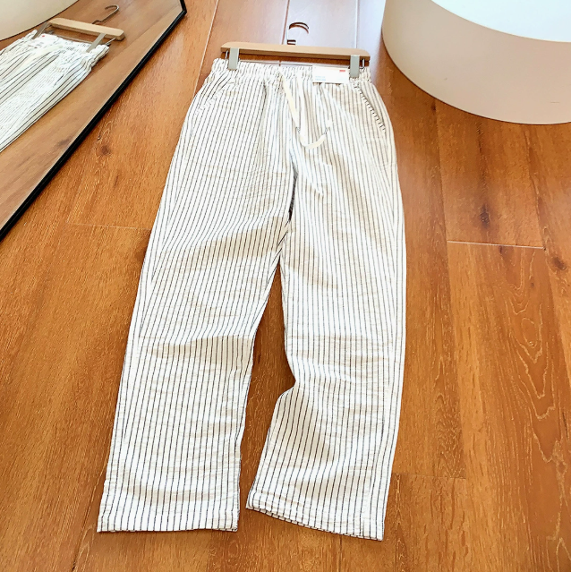 Pantalon homme rayé ample - Blanc