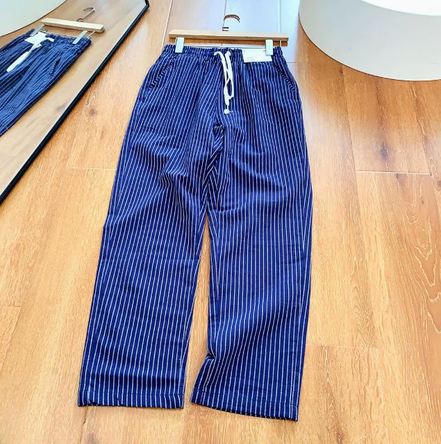 Pantalon homme rayé ample - Bleu