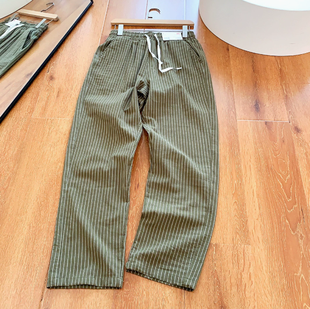 Pantalon homme rayé ample - Vert