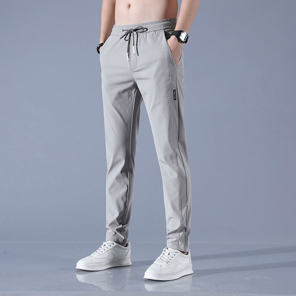Pantalon Homme Séchage Rapide Coupe Slim – Confort Décontracté Résistant - Gris clair