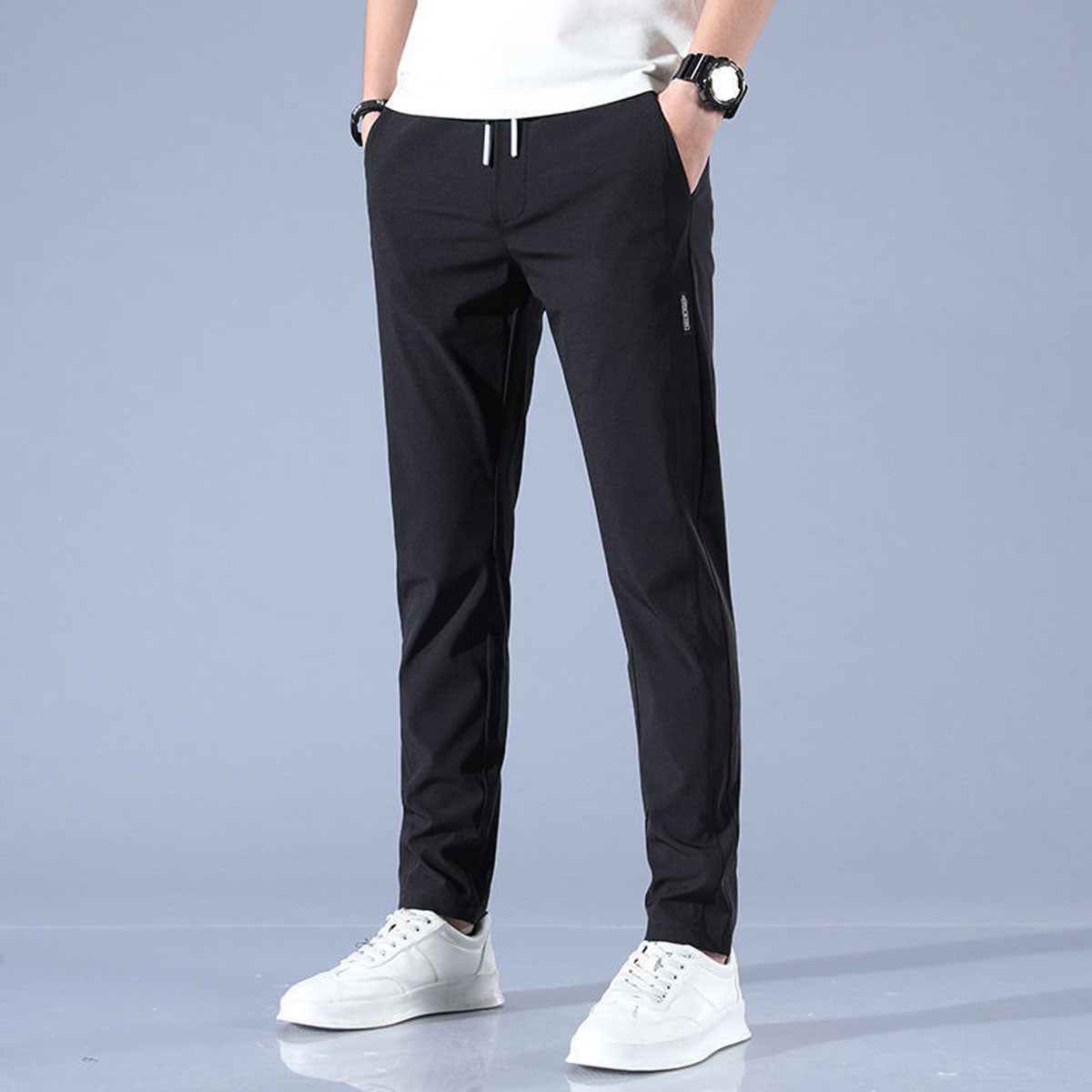 Pantalon Homme Séchage Rapide Coupe Slim – Confort Décontracté Résistant - Noir