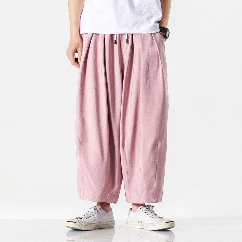 Pantalon homme taille élastique ample - Rose