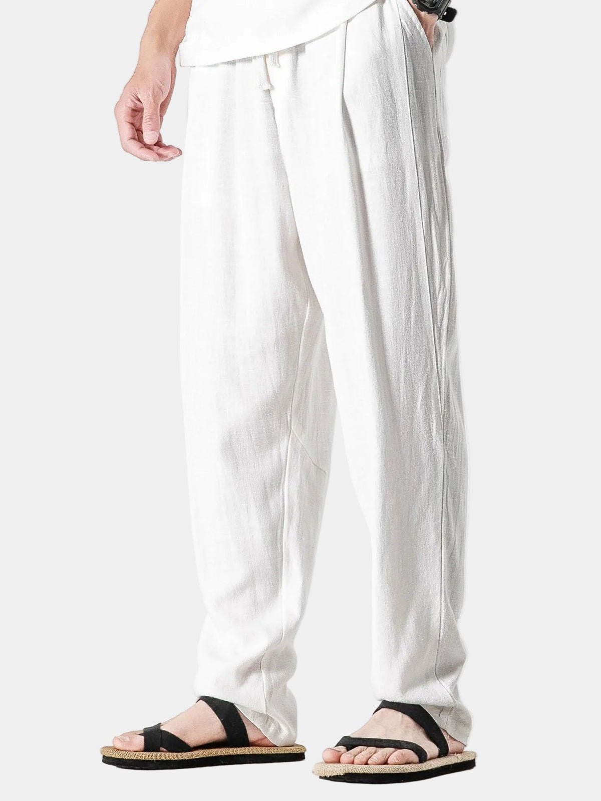 Pantalon homme taille élastique - Blanc