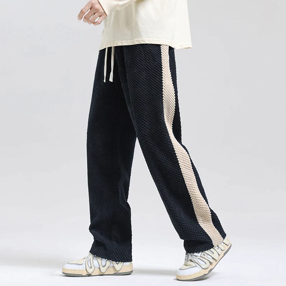 Pantalon homme texturé à cordon - Noir