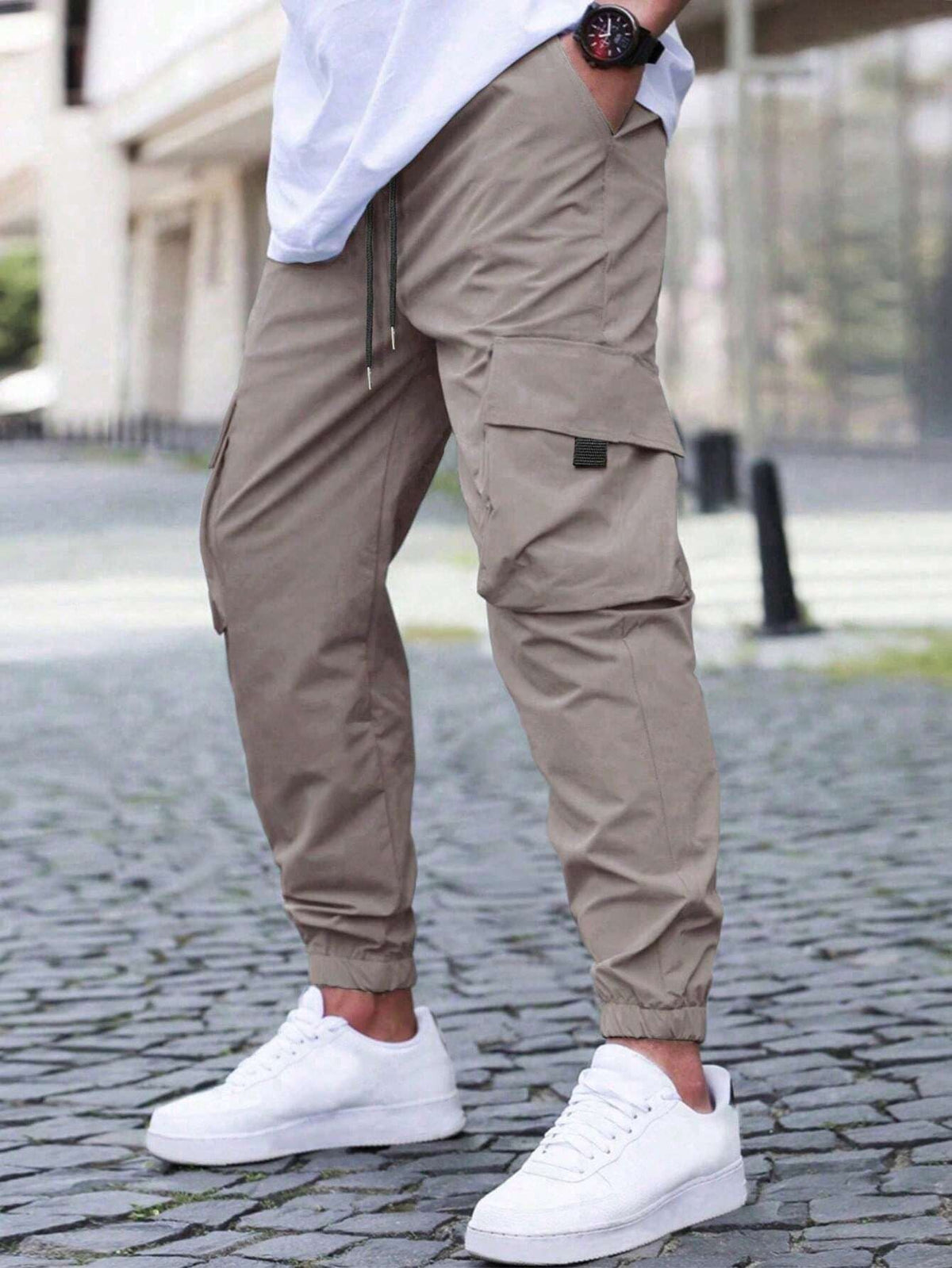 Pantalon Jogger Cargo Coupe Slim Moderne pour Homme – Pantalon Utilitaire Durable - Beige