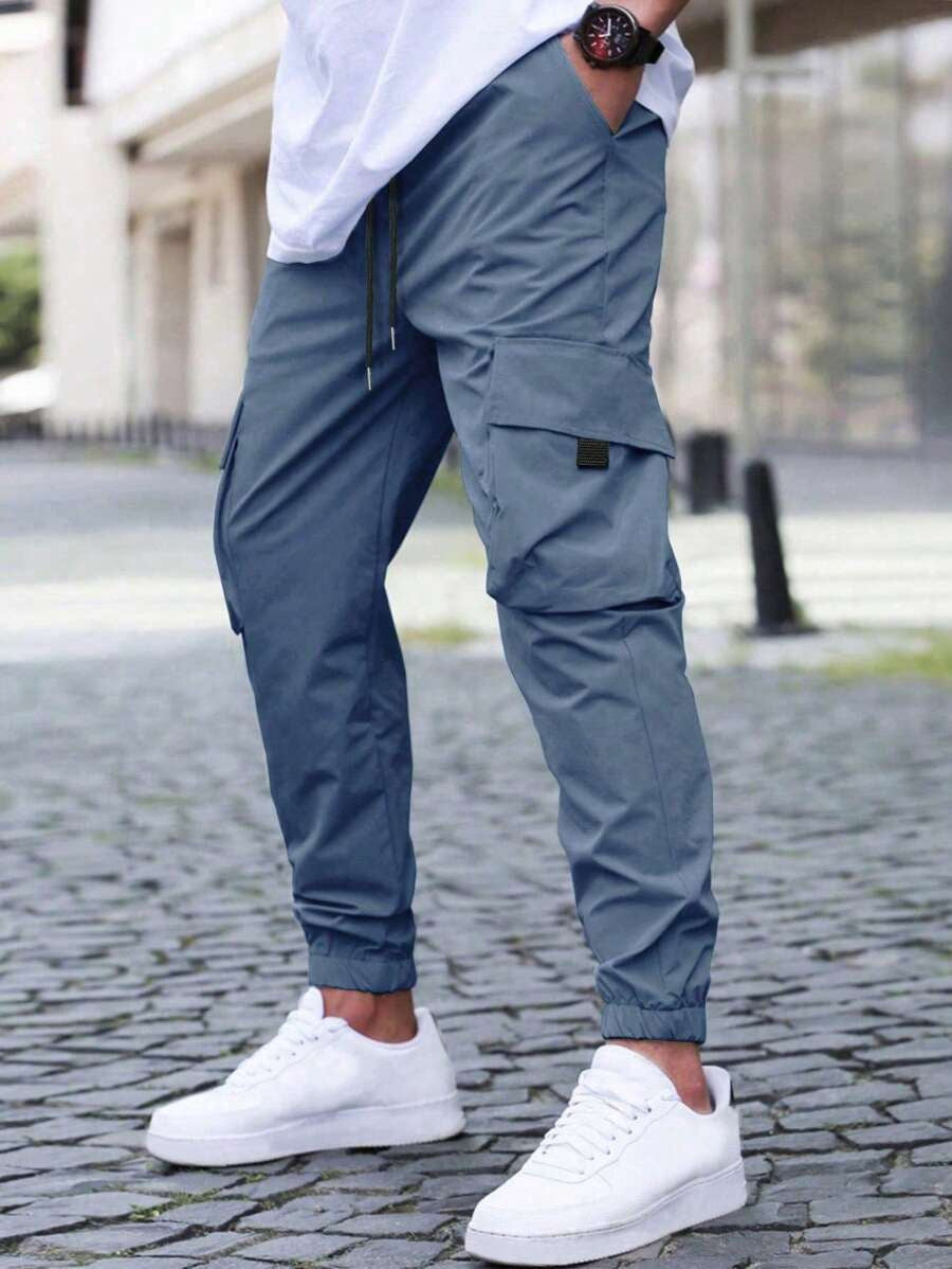 Pantalon Jogger Cargo Coupe Slim Moderne pour Homme – Pantalon Utilitaire Durable - Bleu