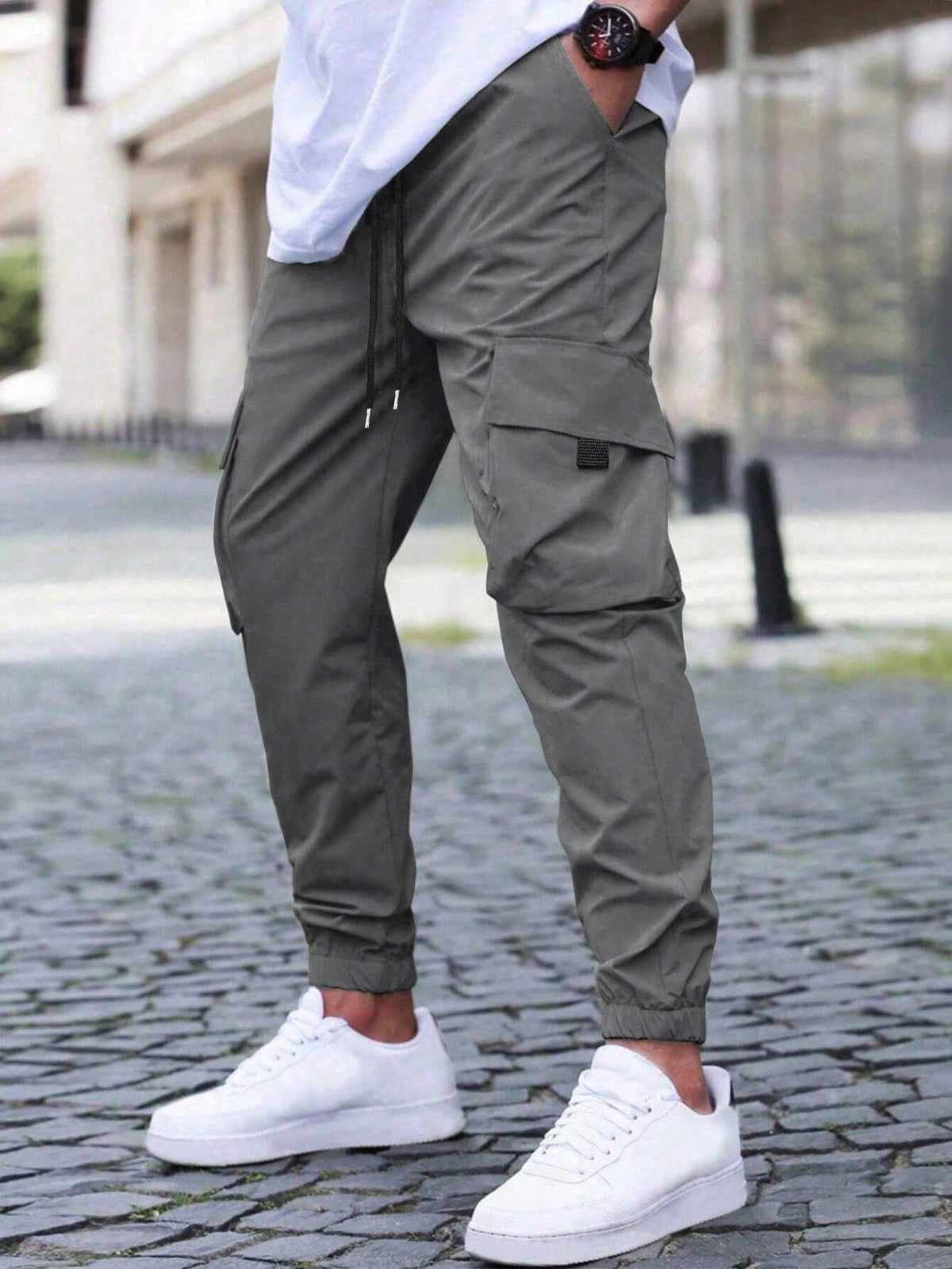 Pantalon Jogger Cargo Coupe Slim Moderne pour Homme – Pantalon Utilitaire Durable - Gris carbone