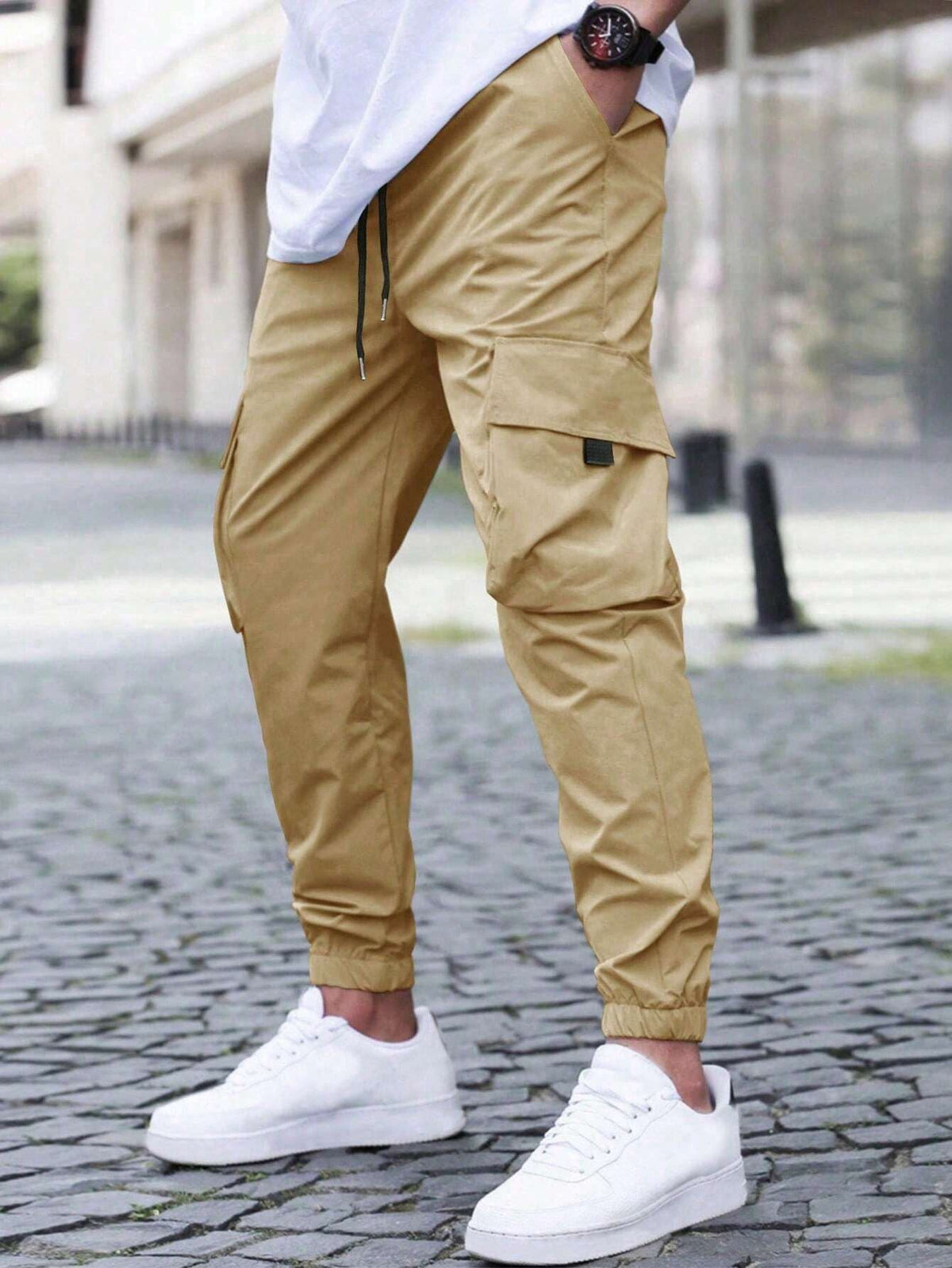 Pantalon Jogger Cargo Coupe Slim Moderne pour Homme – Pantalon Utilitaire Durable - Kaki