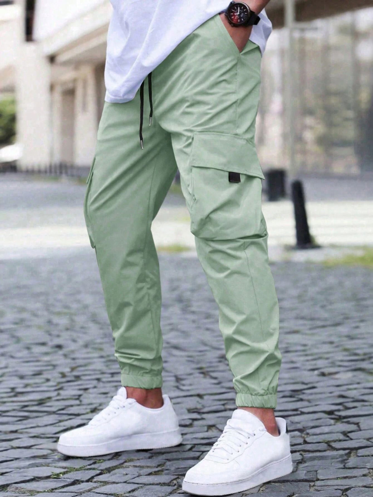 Pantalon Jogger Cargo Coupe Slim Moderne pour Homme – Pantalon Utilitaire Durable - Vert clair