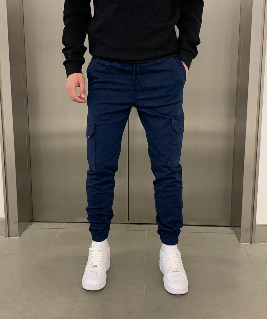 Pantalon Jogger Cargo Homme Premium Ajusté – Style et Confort - Bleu marine