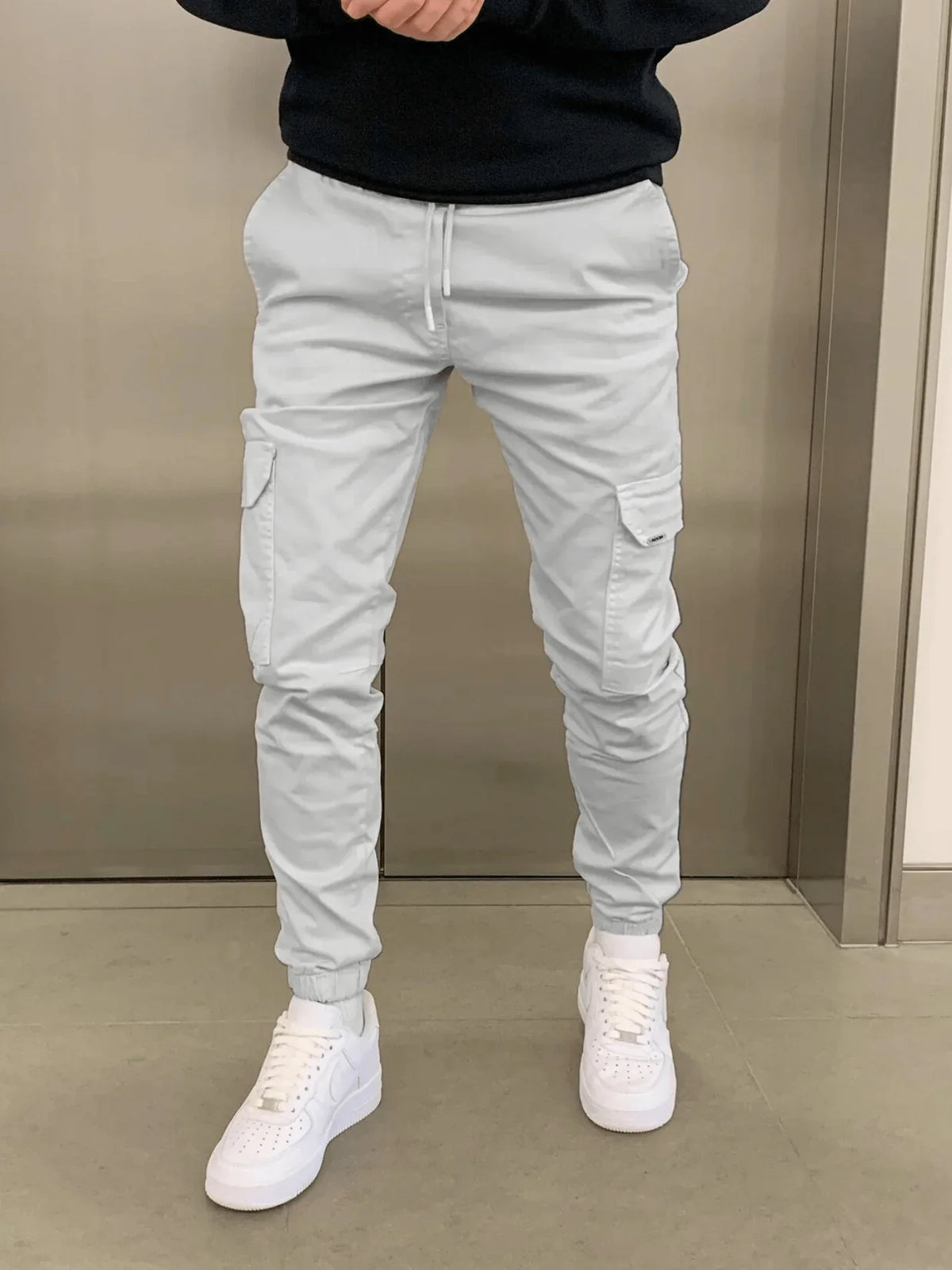 Pantalon Jogger Cargo Homme Premium Ajusté – Style et Confort - Gris clair