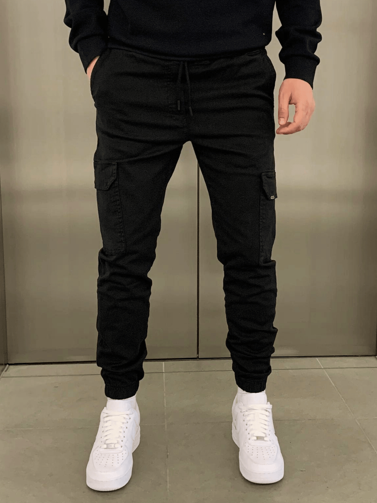 Pantalon Jogger Cargo Homme Premium Ajusté – Style et Confort - Noir