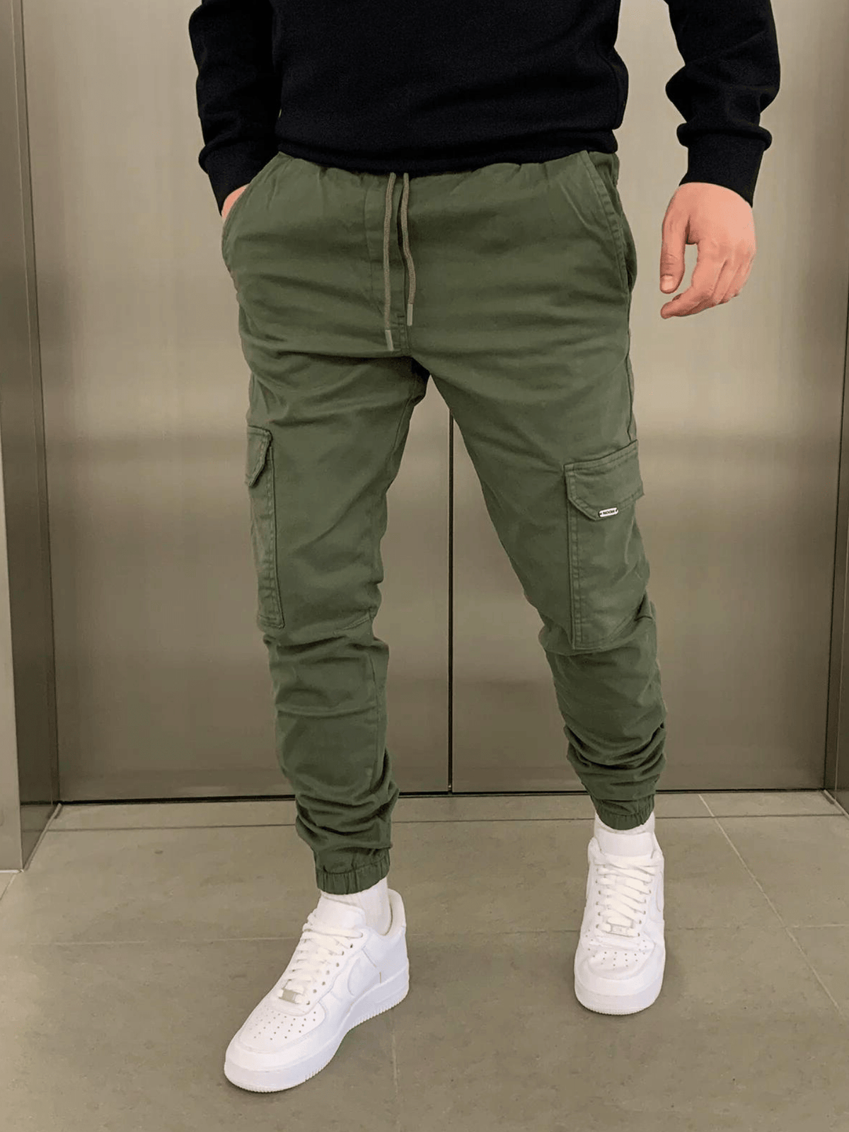 Pantalon Jogger Cargo Homme Premium Ajusté – Style et Confort - Vert armée