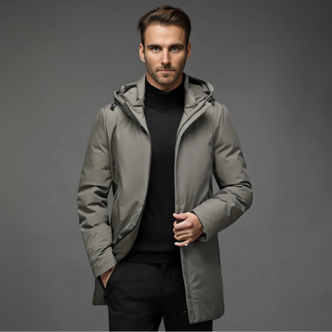Parka Mi-Longue à Capuche pour Homme – Manteau d’Hiver Chaud - Gris